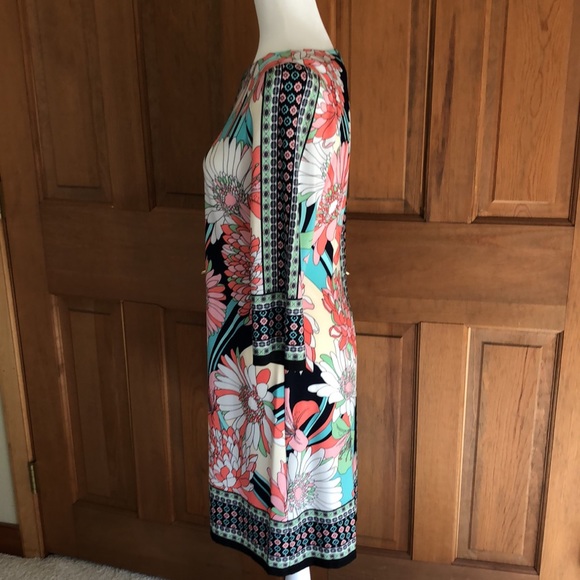 London Times Floral Print Knit Dress SZ 8 - Picture 3 of 10